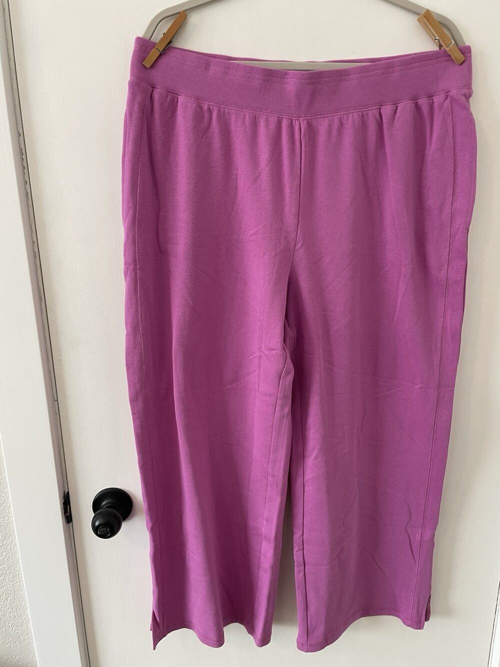 Anybody Tall Cotton French Terry Cropped Pants Wild Orchid LT J11